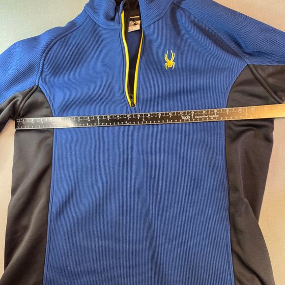 Spyder Men’s XXL 1/4 Zip Pullover Blue Black Yellow Performance Fleece - Picture 9 of 16